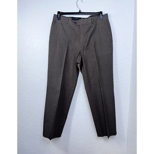 Alesso Men’s Dress Pants Size 34 X 29 Brown 100% Cotton  Made in Italy